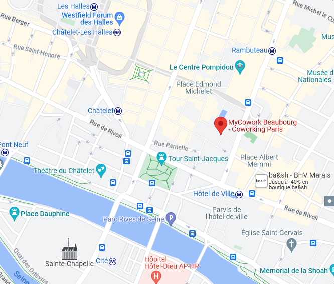 plan mycowork Beaubourg - 5 rue du Cloître Saint Merri