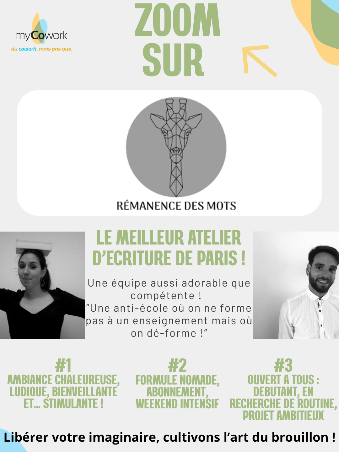zoom sur Remanence des mots- Les ateliers d’écriture de Rémanence des mots chez myCowork, espace de coworking Paris centre.